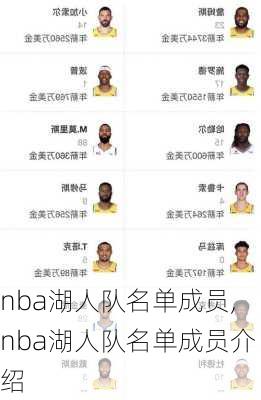 nba湖人队名单成员,nba湖人队名单成员介绍