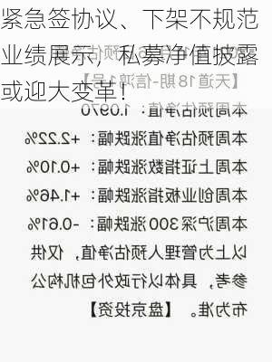 紧急签协议、下架不规范业绩展示，私募净值披露或迎大变革！