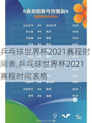 乒乓球世界杯2021赛程时间表,乒乓球世界杯2021赛程时间表格