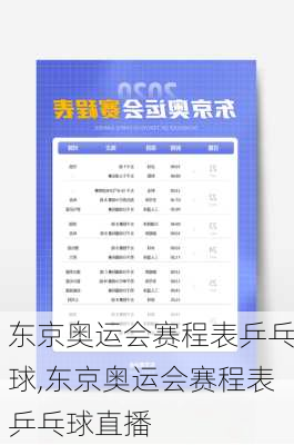 东京奥运会赛程表乒乓球,东京奥运会赛程表乒乓球直播