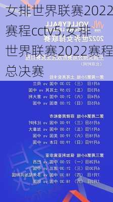 女排世界联赛2022赛程cctv5,女排世界联赛2022赛程总决赛