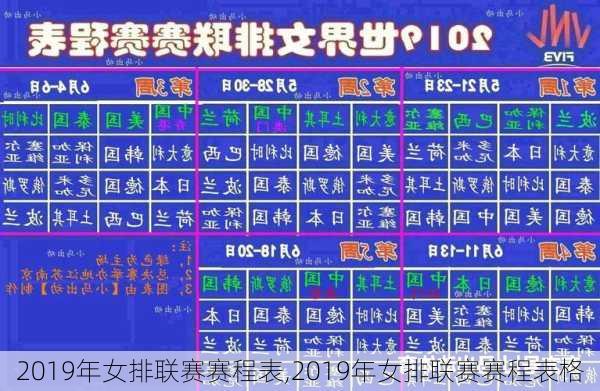 2019年女排联赛赛程表,2019年女排联赛赛程表格