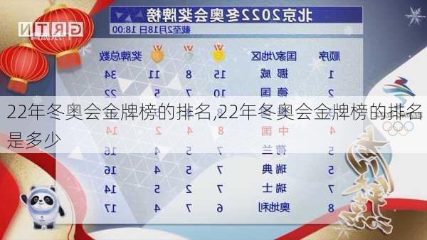 22年冬奥会金牌榜的排名,22年冬奥会金牌榜的排名是多少