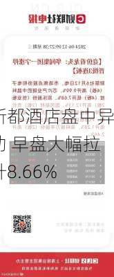 新都酒店盘中异动 早盘大幅拉升8.66%