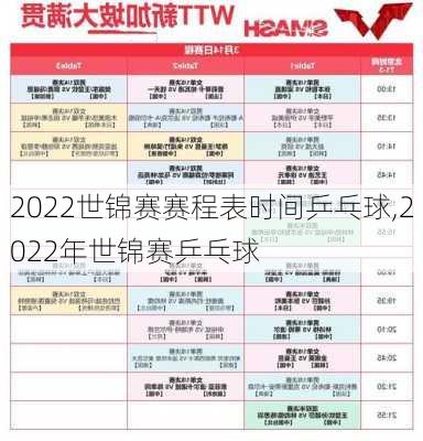 2022世锦赛赛程表时间乒乓球,2022年世锦赛乒乓球