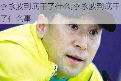 李永波到底干了什么,李永波到底干了什么事