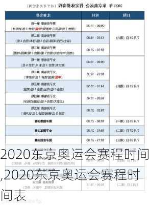 2020东京奥运会赛程时间,2020东京奥运会赛程时间表