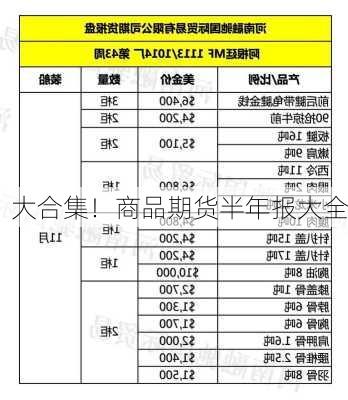 大合集！商品期货半年报大全