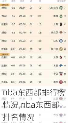 nba东西部排行榜情况,nba东西部排名情况