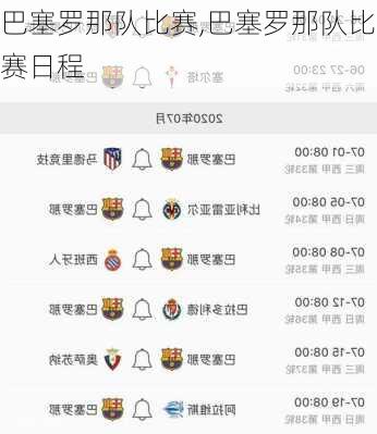 巴塞罗那队比赛,巴塞罗那队比赛日程