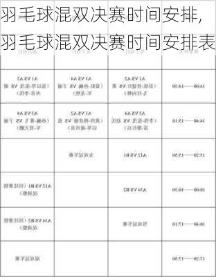 羽毛球混双决赛时间安排,羽毛球混双决赛时间安排表