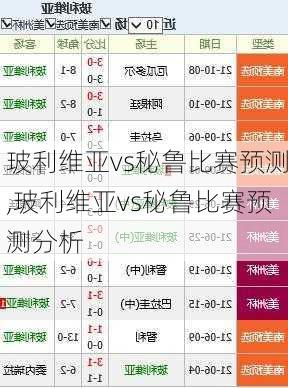 玻利维亚vs秘鲁比赛预测,玻利维亚vs秘鲁比赛预测分析