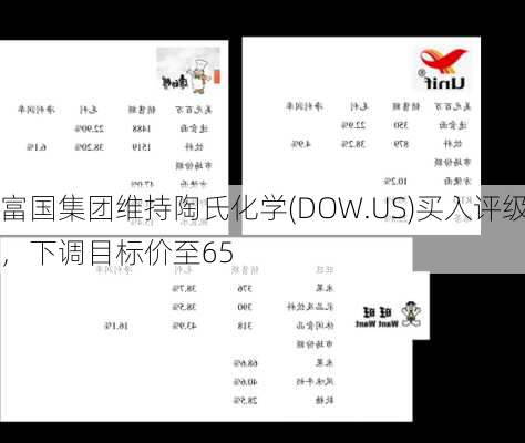 富国集团维持陶氏化学(DOW.US)买入评级，下调目标价至65
