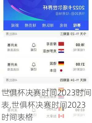 世俱杯决赛时间2023时间表,世俱杯决赛时间2023时间表格