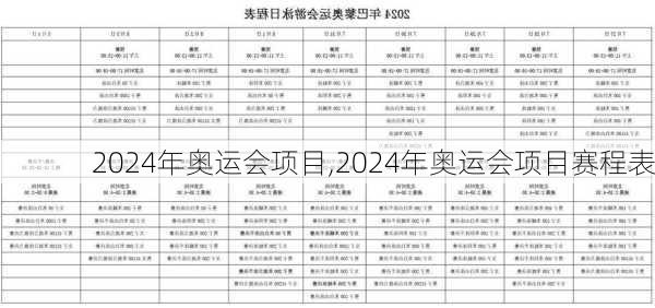 2024年奥运会项目,2024年奥运会项目赛程表