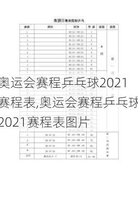 奥运会赛程乒乓球2021赛程表,奥运会赛程乒乓球2021赛程表图片