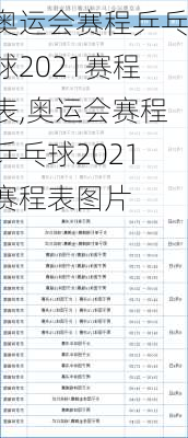 奥运会赛程乒乓球2021赛程表,奥运会赛程乒乓球2021赛程表图片