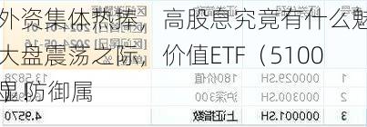 内外资集体热捧，高股息究竟有什么魅力？大盘震荡之际，价值ETF（510030）防御属
凸显！