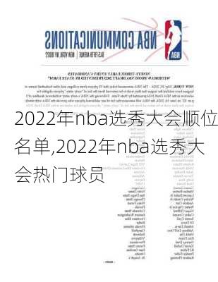 2022年nba选秀大会顺位名单,2022年nba选秀大会热门球员