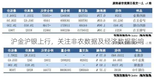 沪金沪银上行，关注非农数据及经济数据影响