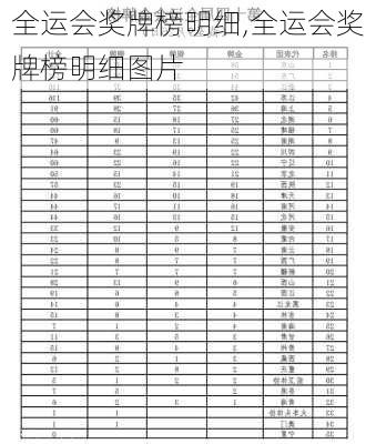 全运会奖牌榜明细,全运会奖牌榜明细图片