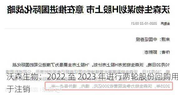 沃森生物：2022 至 2023 年进行两轮股份回购用于注销