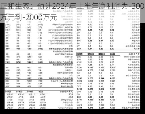 正和生态：预计2024年上半年净利润为-3000万元到-2000万元