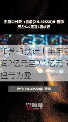 和誉-B预计上半年期内利润2亿元至2.2亿元 同
扭亏为盈