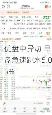 
优盘中异动 早盘急速跳水5.05%