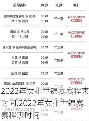 2022年女排世锦赛赛程表时间,2022年女排世锦赛赛程表时间