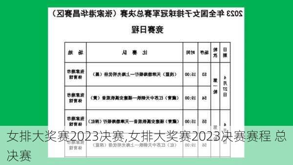 女排大奖赛2023决赛,女排大奖赛2023决赛赛程 总决赛