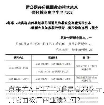 京东方A上半年预赚最高23亿元，其它面板厂商业绩如何？