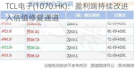 TCL电子(1070.HK)：盈利端持续改进入估值修复通道