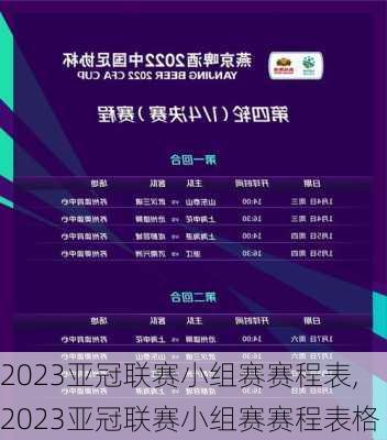 2023亚冠联赛小组赛赛程表,2023亚冠联赛小组赛赛程表格