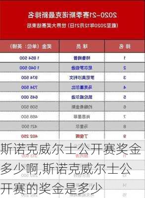 斯诺克威尔士公开赛奖金多少啊,斯诺克威尔士公开赛的奖金是多少