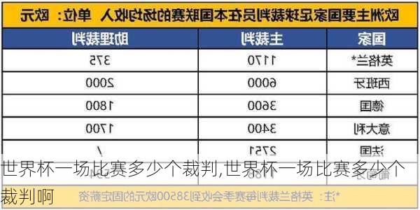 世界杯一场比赛多少个裁判,世界杯一场比赛多少个裁判啊