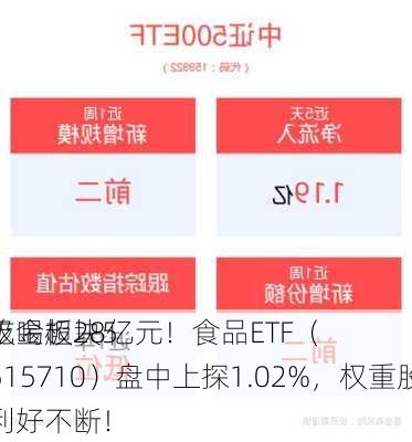 吃喝板块5
吸金超28亿元！食品ETF（515710）盘中上探1.02%，权重股利好不断！