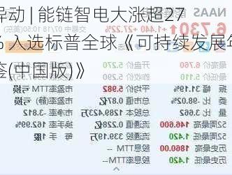 
异动 | 能链智电大涨超27% 入选标普全球《可持续发展年鉴(中国版)》