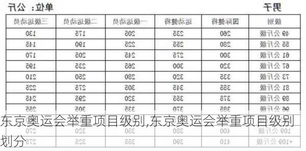 东京奥运会举重项目级别,东京奥运会举重项目级别划分