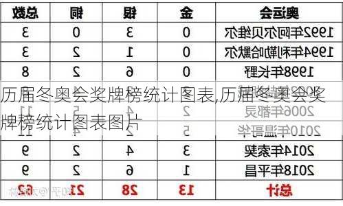 历届冬奥会奖牌榜统计图表,历届冬奥会奖牌榜统计图表图片