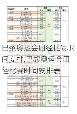 巴黎奥运会田径比赛时间安排,巴黎奥运会田径比赛时间安排表