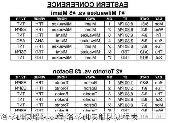 洛杉矶快船队赛程,洛杉矶快船队赛程表