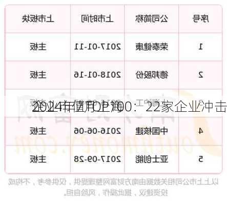 2024年7月上海
企业市值TOP100：22家企业冲击
