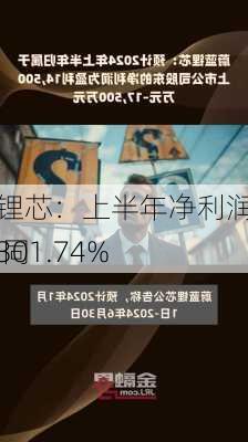 蔚蓝锂芯：上半年净利润1.67亿元 同
增长301.74%