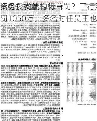 结构化发债银行首罚？工行涉“
资金投向结构化
业务”被重罚1050万，多名时任员工也被罚