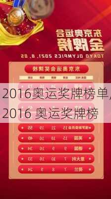 2016奥运奖牌榜单,2016 奥运奖牌榜