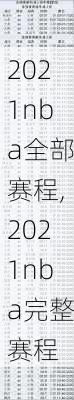 2021nba全部赛程,2021nba完整赛程