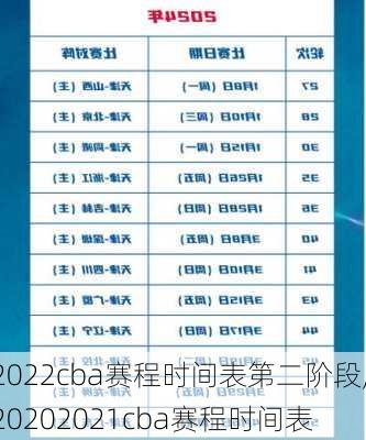 2022cba赛程时间表第二阶段,20202021cba赛程时间表