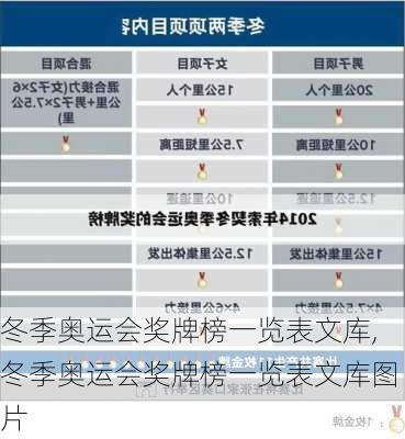 冬季奥运会奖牌榜一览表文库,冬季奥运会奖牌榜一览表文库图片