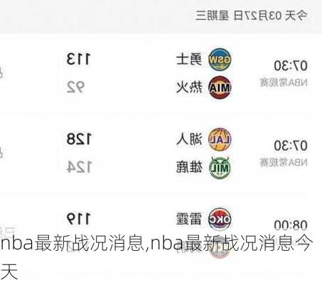 nba最新战况消息,nba最新战况消息今天